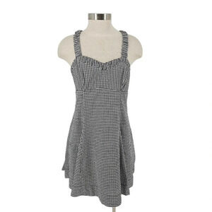 Maeve Anthropologie Fit Flare Dress Black Gingham Sleeveless Sundress